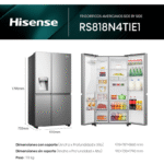 Hisense RS818N4TIE1 632L Frigorífico Americano Side by Side No Frost - Imagen 3